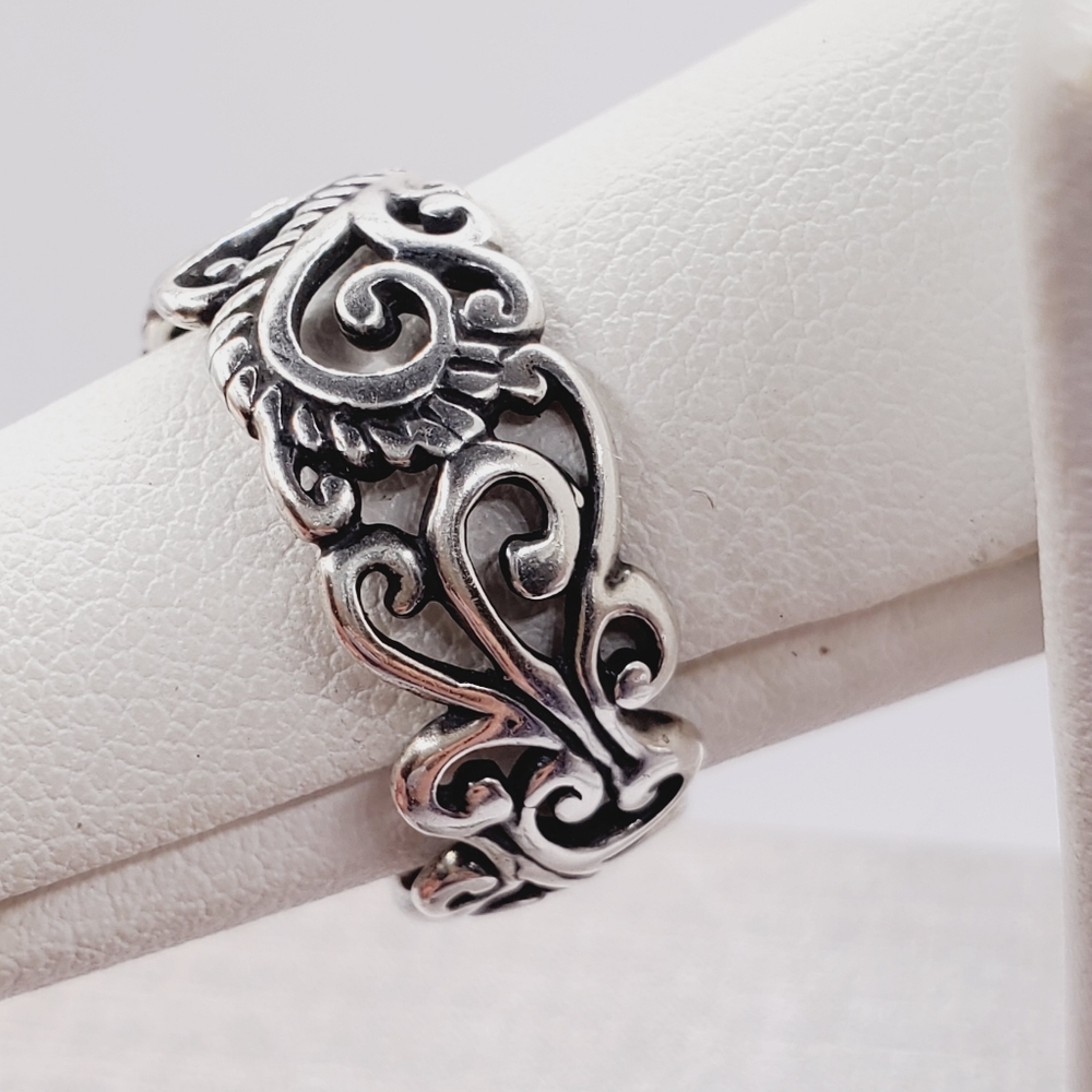 Genuine Blue Sleeping Beauty Turquoise 925 Sterling Silver Eternity Swirl Ring - Picture 3 of 6